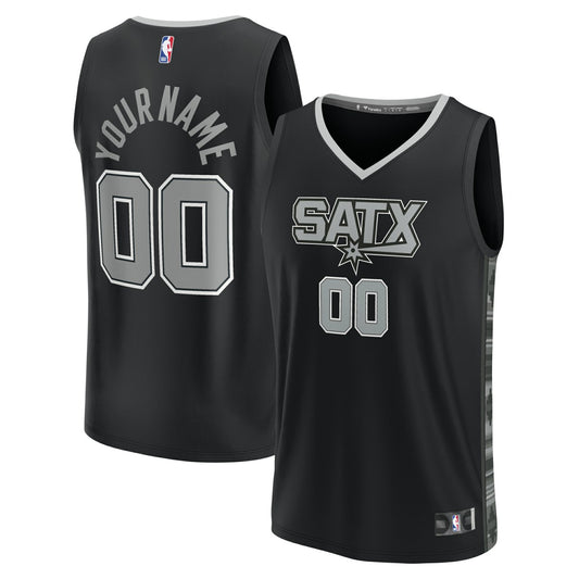 San Antonio Spurs Fast Break Custom Replica Jersey - Black - Statement Edition | NBA Jerseys