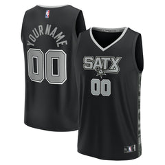 Fanatics - San Antonio Spurs Fast Break Custom Replica Jersey - Black - Statement Edition