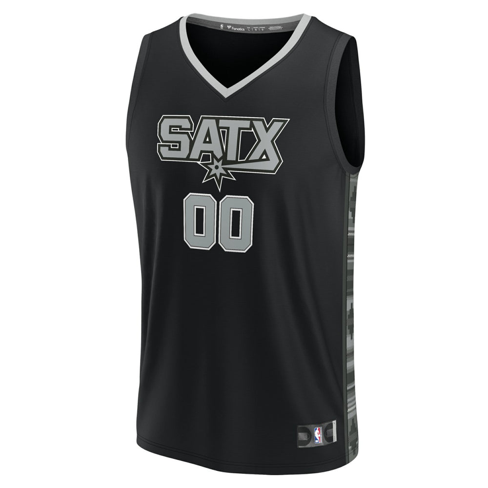 Fanatics - San Antonio Spurs Fast Break Custom Replica Jersey - Black - Statement Edition
