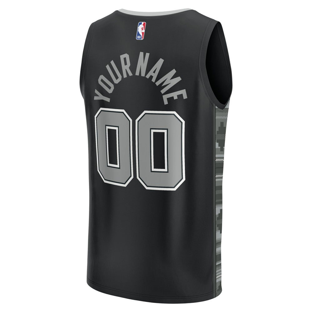 Fanatics - San Antonio Spurs Fast Break Custom Replica Jersey - Black - Statement Edition