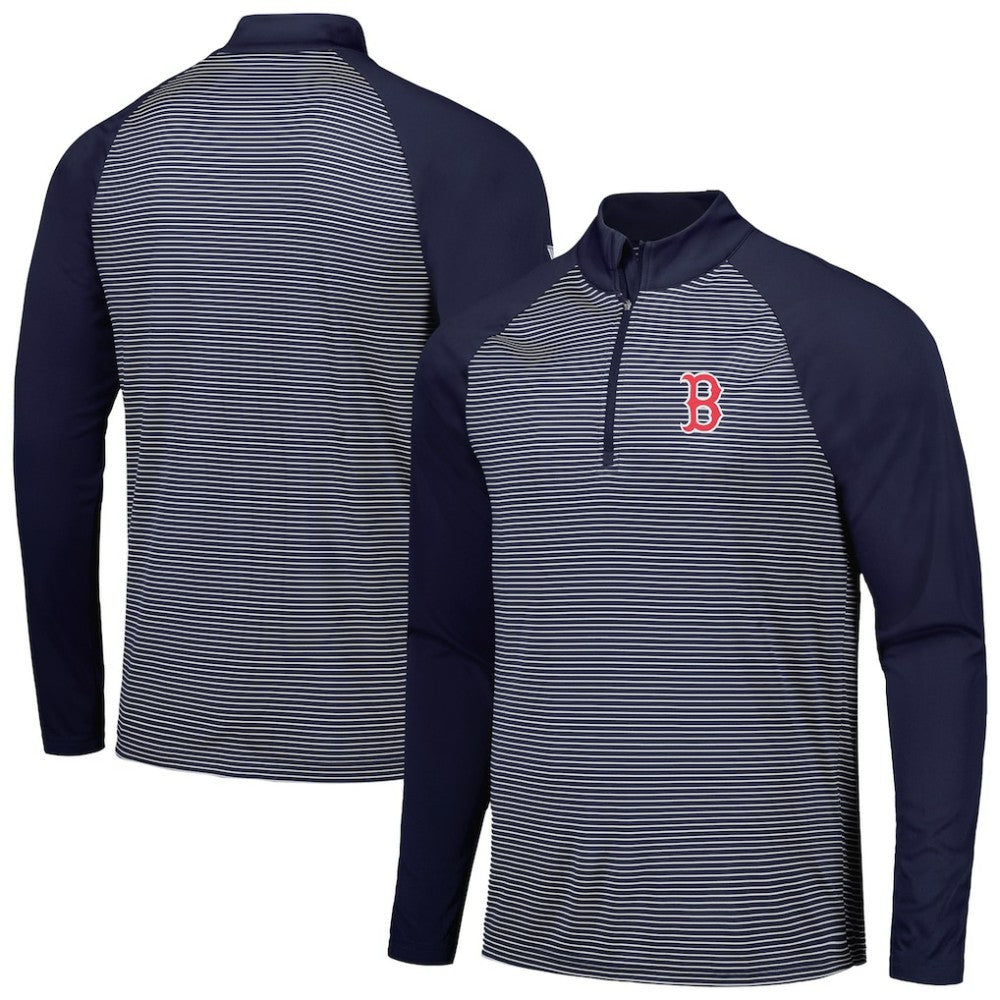 Boston Red Sox Levelwear Charter Striped Raglan Quarter-Zip Top Online