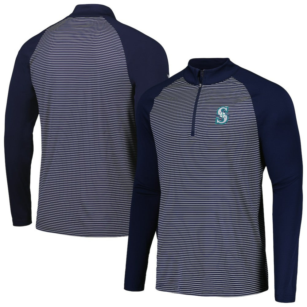 Seattle Mariners Levelwear Charter Striped Raglan Quarter-Zip Top Online