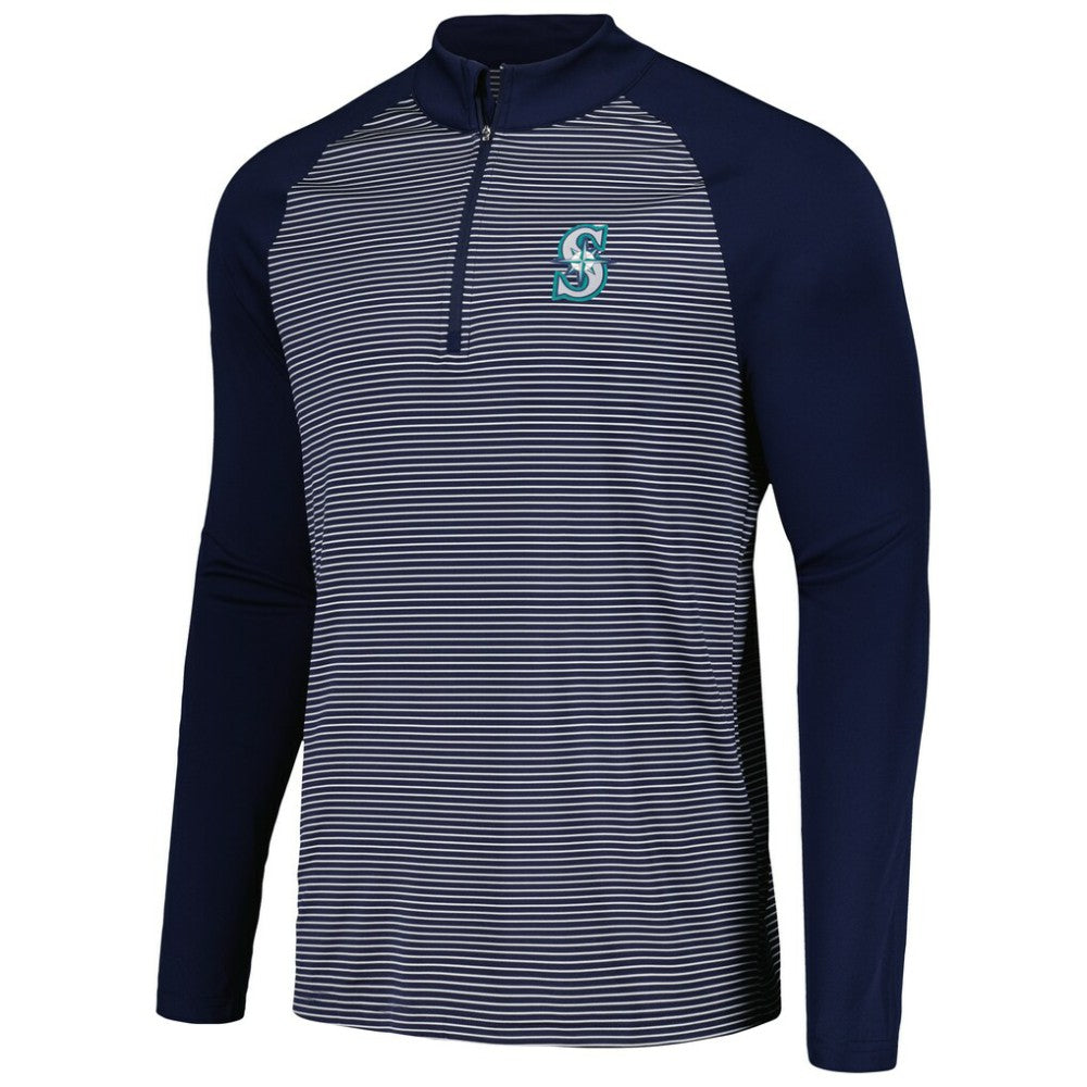 Seattle Mariners Levelwear Charter Striped Raglan Quarter-Zip Top Online