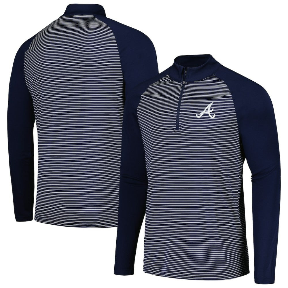 Atlanta Braves Levelwear Charter Striped Raglan Quarter-Zip Top Sale