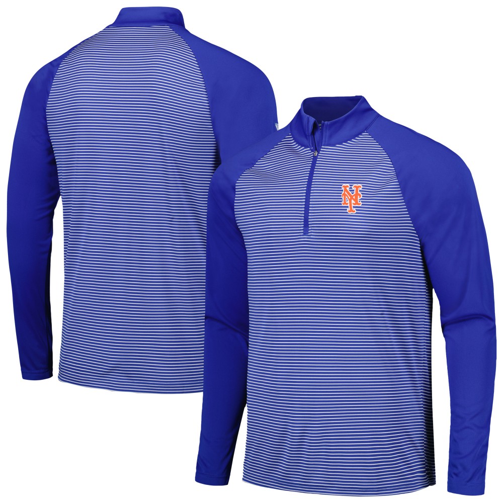 New York Mets Levelwear Charter Striped Raglan Quarter-Zip Top On Sale