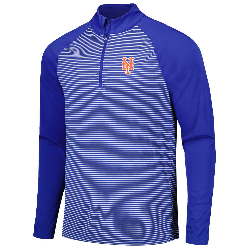New York Mets Levelwear Charter Striped Raglan Quarter-Zip Top On Sale