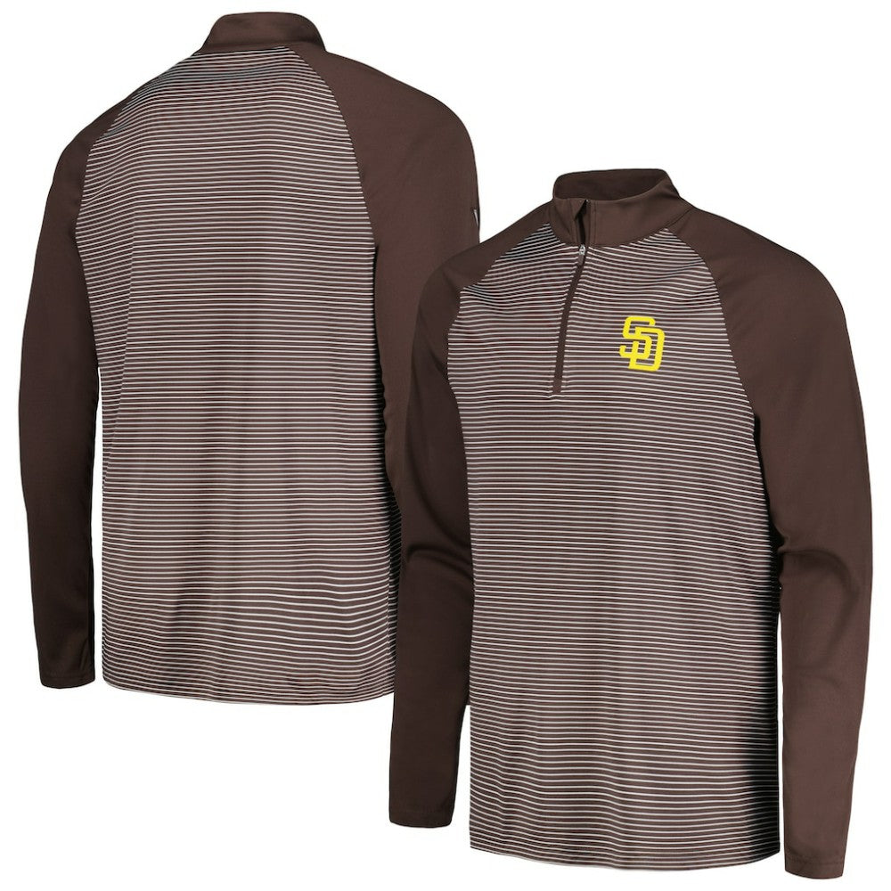 San Diego Padres Levelwear Charter Striped Raglan Quarter-Zip Top Lifestyle