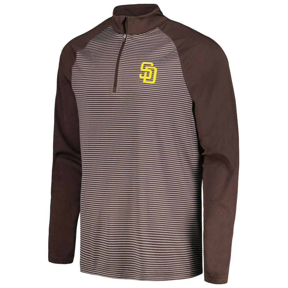 San Diego Padres Levelwear Charter Striped Raglan Quarter-Zip Top Lifestyle