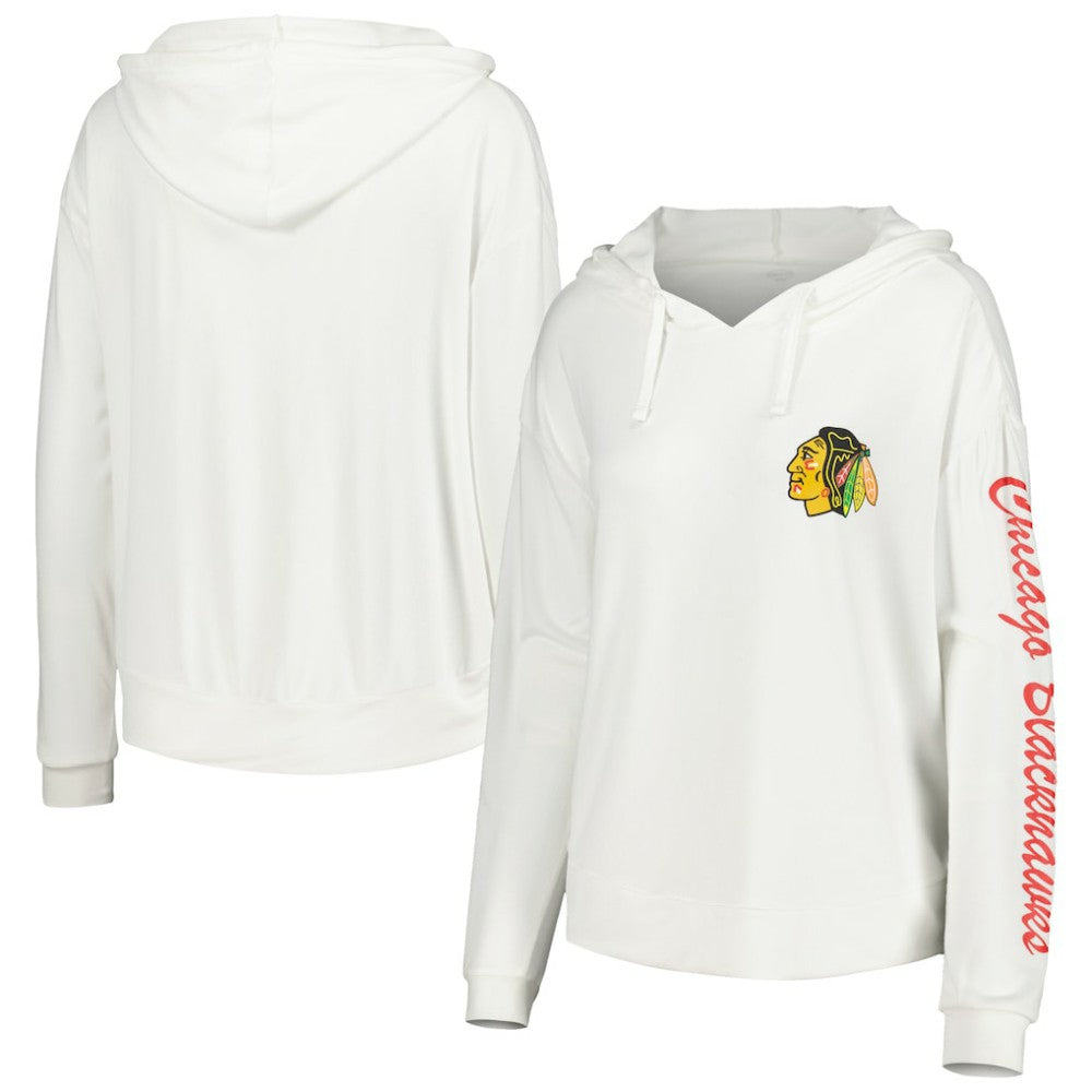 Chicago Blackhawks Concepts Sport Women's Accord Hacci Long Sleeve Hoodie Top White