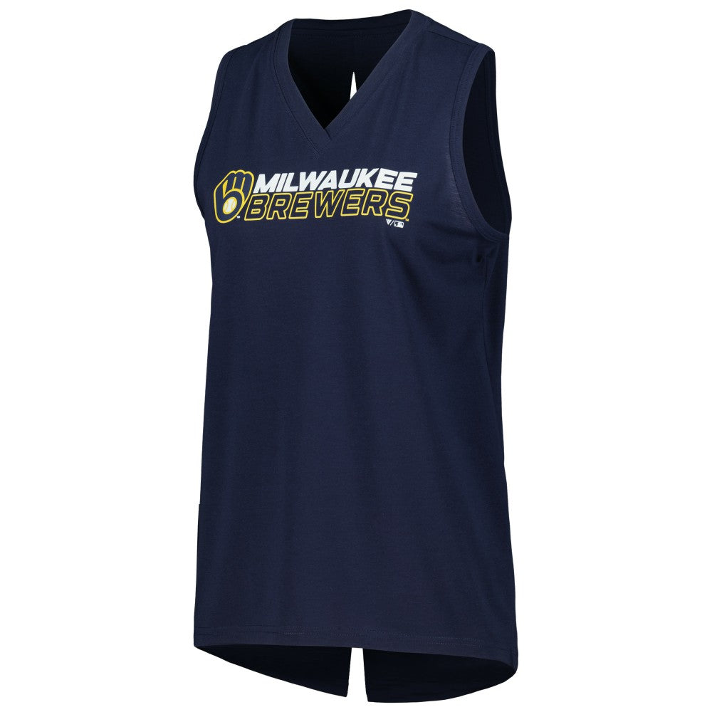 Milwaukee Brewers Levelwear Women's Paisley Chase V-Neck Tank Top On Sale