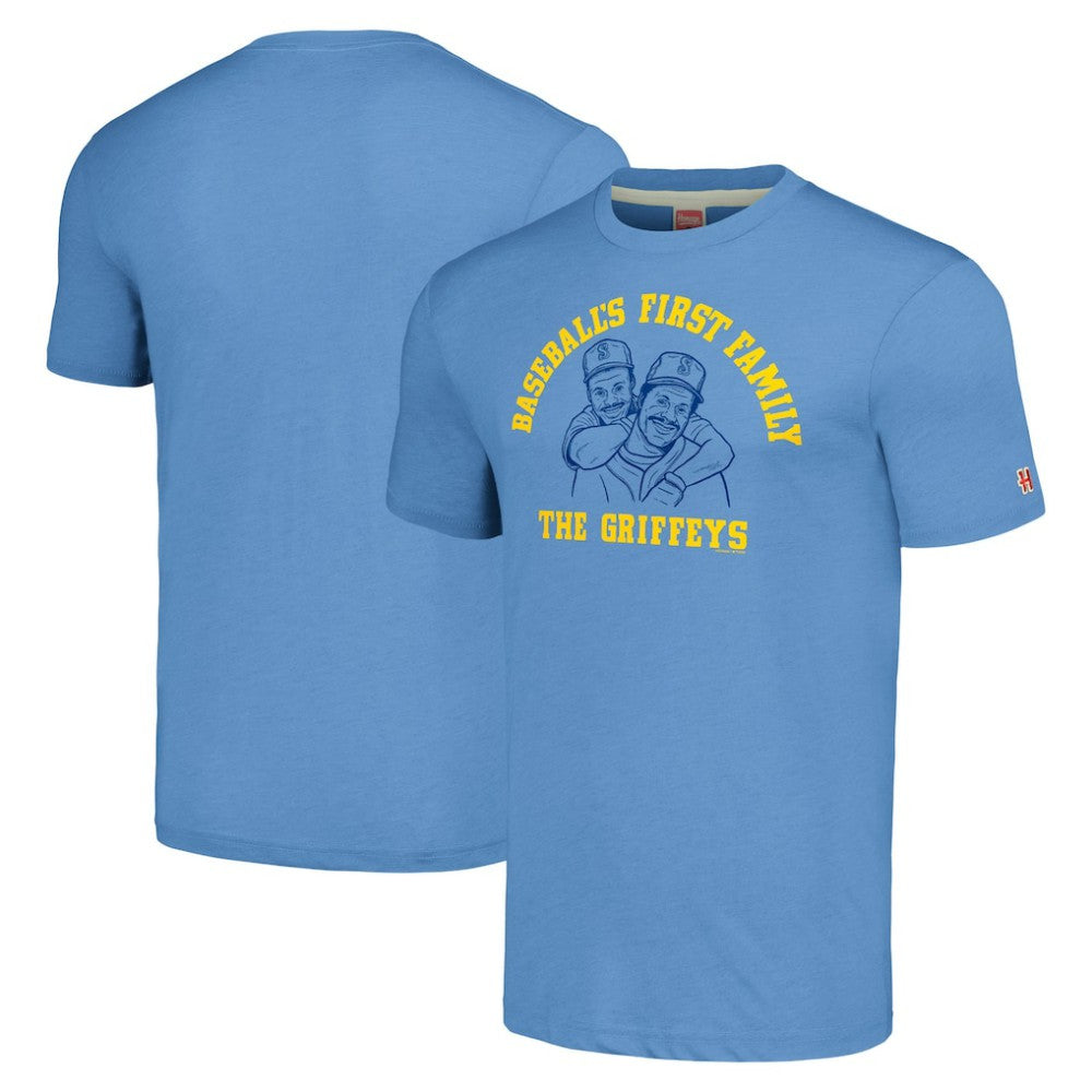 Ken Griffey & Ken Griffey Jr. Seattle Mariners Homage Illustration Tri-Blend T-Shirt On Sale