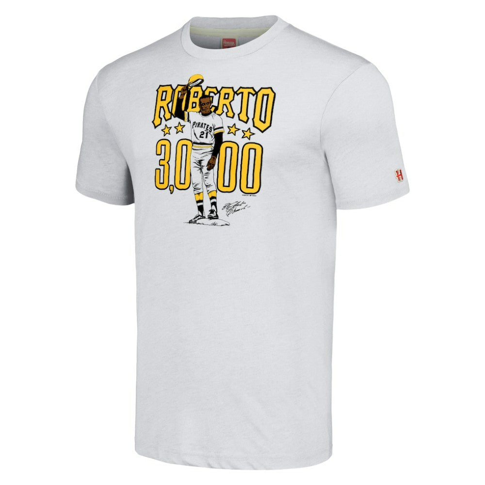 Roberto Clemente Pittsburgh Pirates Homage Illustration Tri-Blend T-Shirt for sale