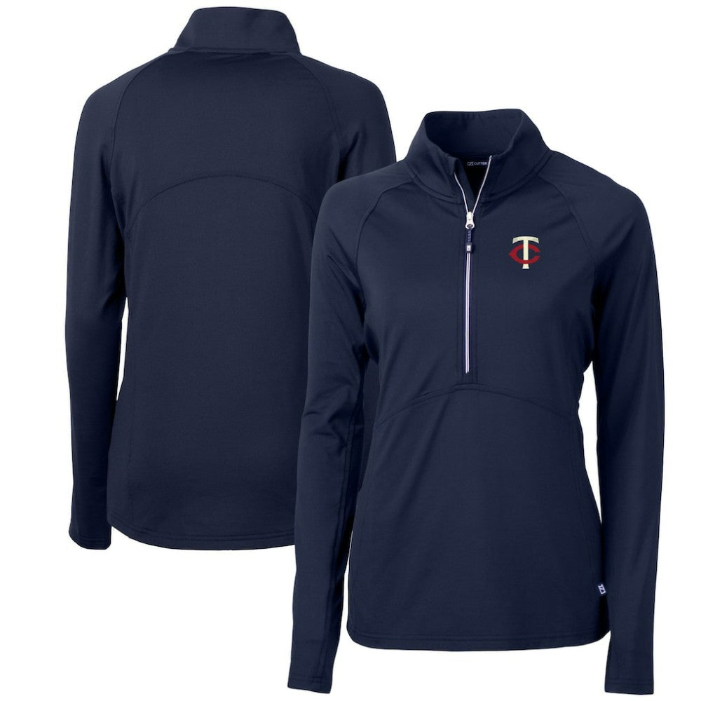 Minnesota Twins Cutter & Buck Women's Adapt Eco Knit Stretch Half-Zip Logo Pullover Top Clearance