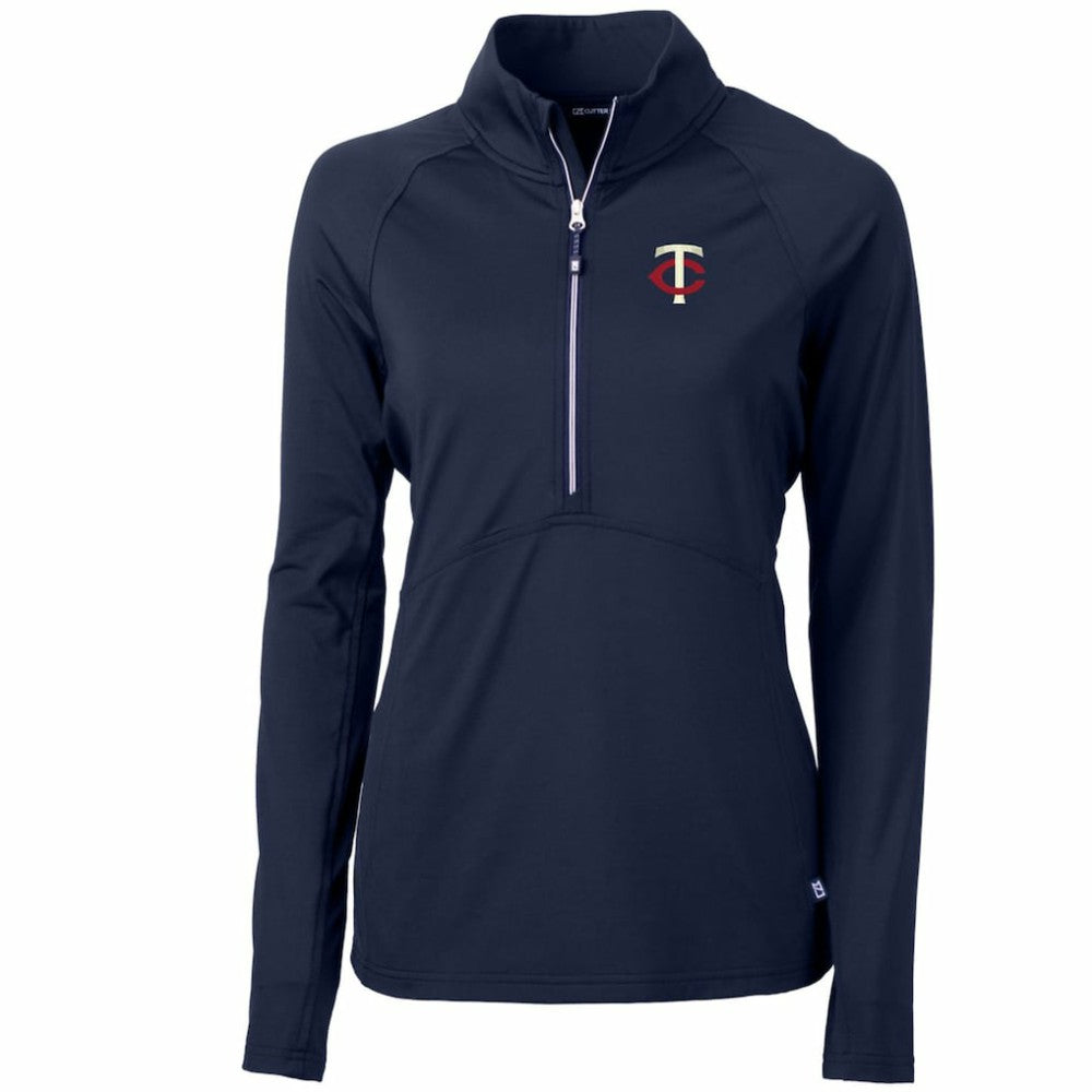 Minnesota Twins Cutter & Buck Women's Adapt Eco Knit Stretch Half-Zip Logo Pullover Top Clearance