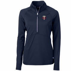 Minnesota Twins Cutter & Buck Women's Adapt Eco Knit Stretch Half-Zip Logo Pullover Top Clearance