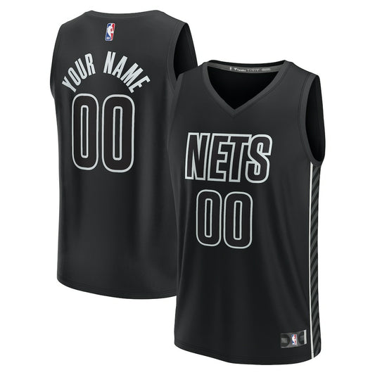 Brooklyn Nets Youth Fast Break Replica Custom Jersey - Statement Edition - Black | NBA Jerseys