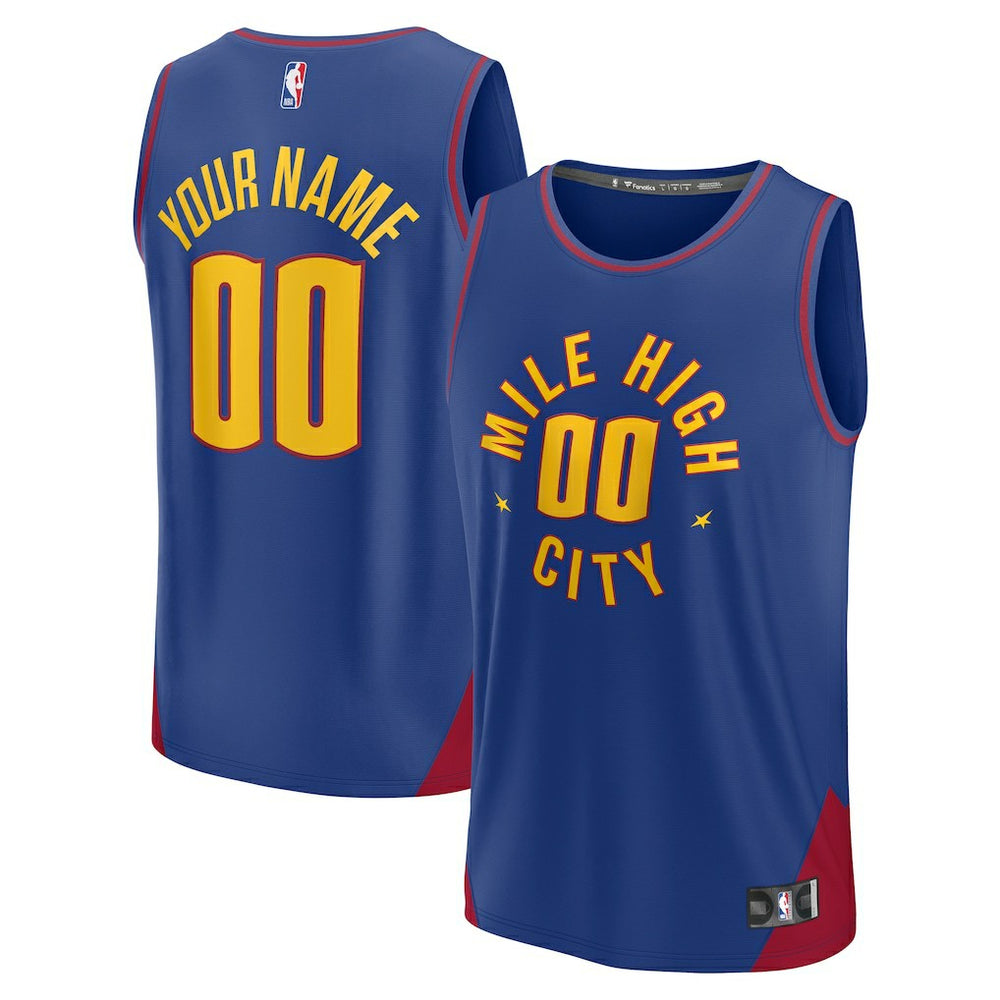Fanatics - Denver Nuggets Youth Fast Break Replica Custom Jersey - Statement Editi- Blue