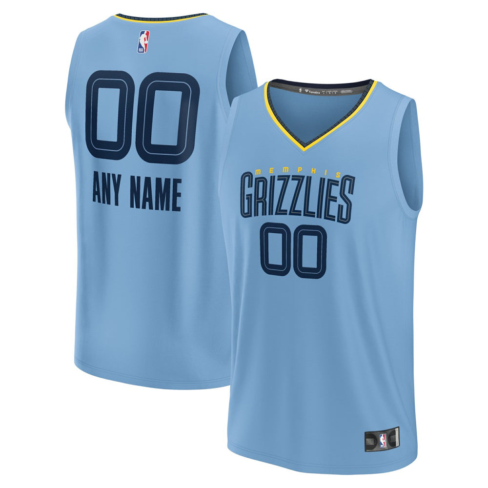 Fanatics - Memphis Grizzlies Youth Fast Break Replica Custom Jersey - Statement Edition - Light Blue