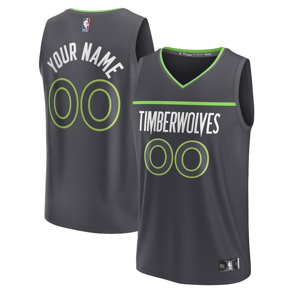 Minnesota Timberwolves Youth Custom Fast Break Jersey - Statement Edition - Black | NBA Jerseys