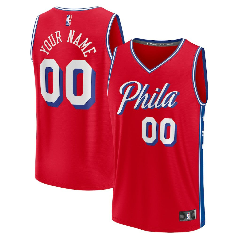 Fanatics - Philadelphia 76ers Youth Fast Break Replica Custom Jersey - Statement Edition - Red