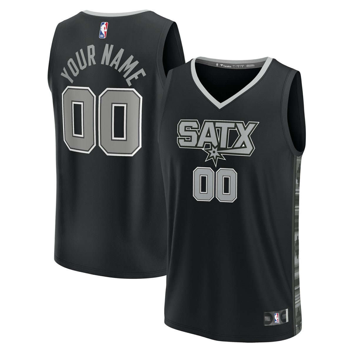 Fanatics - San Antonio Spurs Youth Fast Break Replica Custom Jersey - Statement Edition - Black
