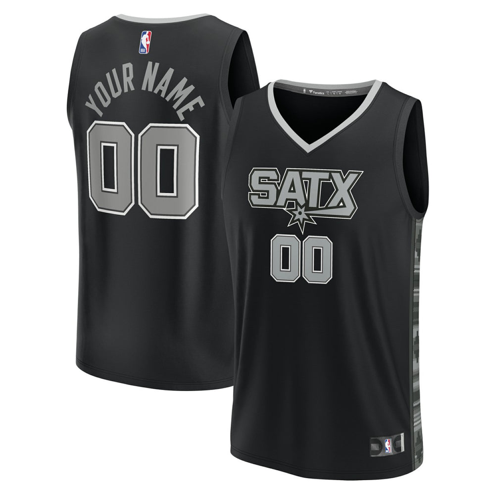 Fanatics - San Antonio Spurs Youth Fast Break Replica Custom Jersey - Statement Edition - Black