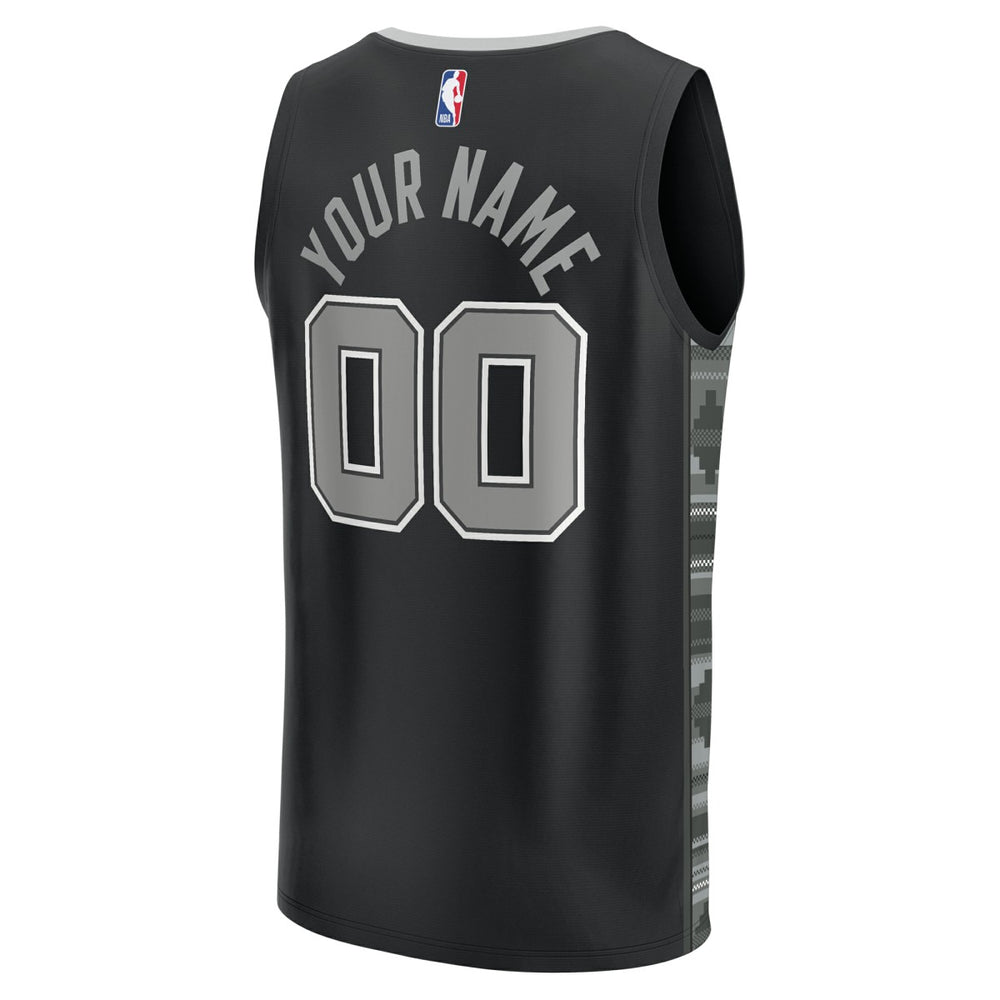 Fanatics - San Antonio Spurs Youth Fast Break Replica Custom Jersey - Statement Edition - Black