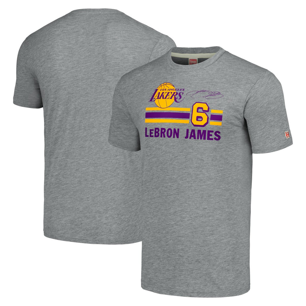 NBA - LeBron James Los Angeles Lakers Homage Number Tri-Blend T-Shirt - Gray
