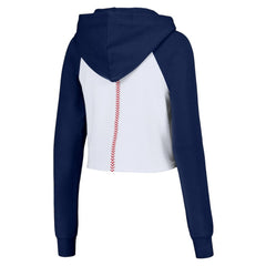 Boston Red Sox Lusso Women's Jane Raglan Quarter-Zip Tri-Blend Cropped Pullover Hoodie for sale