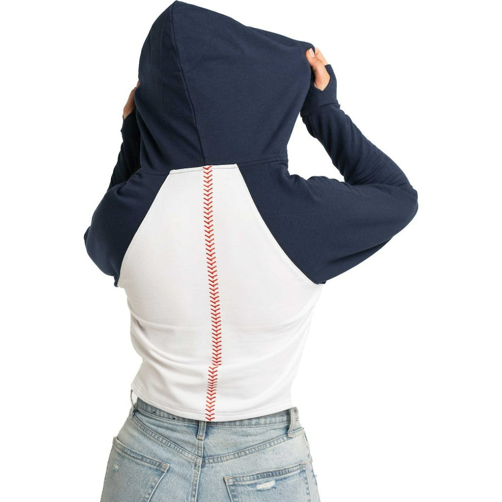 New York Yankees Lusso Women's Jane Raglan Quarter-Zip Tri-Blend Cropped Pullover Hoodie discount