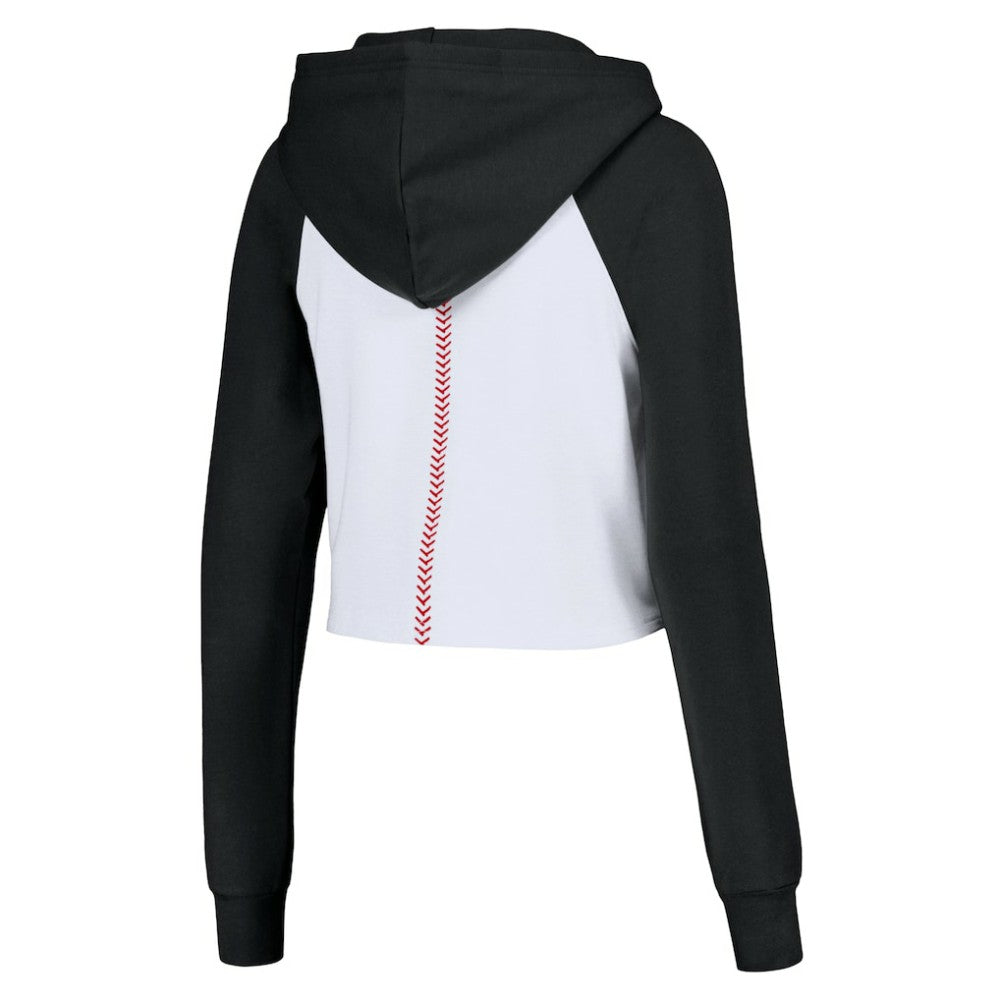 San Francisco Giants Lusso Women's Jane Raglan Quarter-Zip Tri-Blend Cropped Pullover Hoodie On Sale
