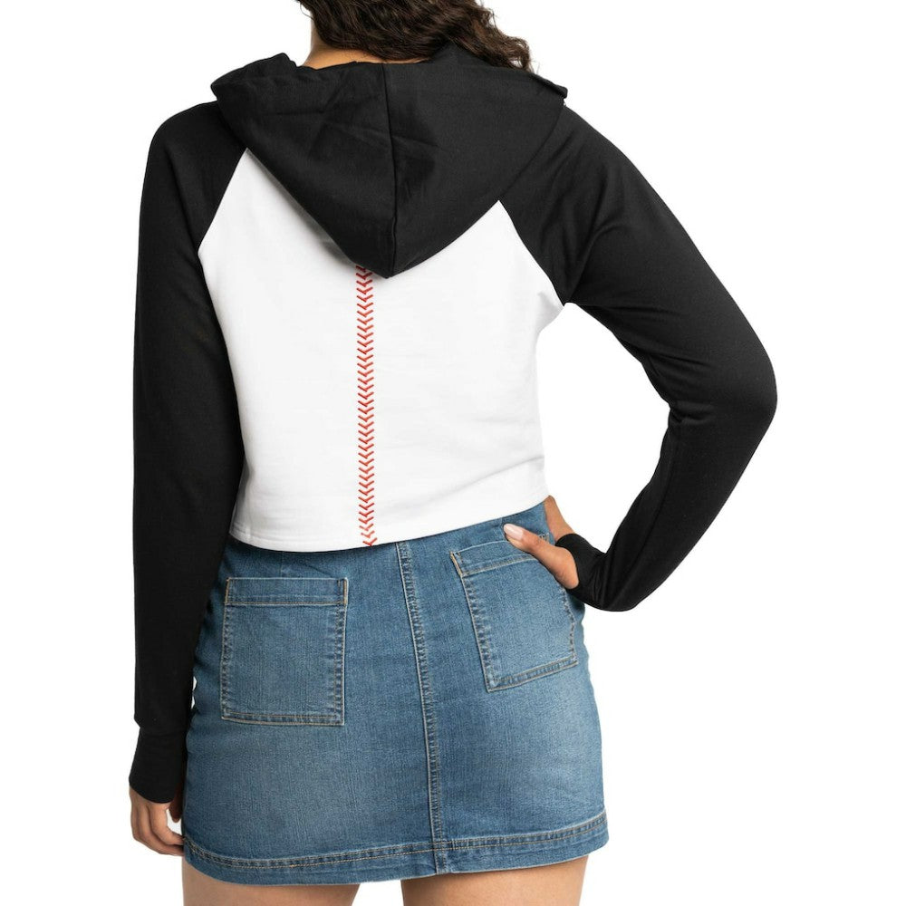 San Francisco Giants Lusso Women's Jane Raglan Quarter-Zip Tri-Blend Cropped Pullover Hoodie On Sale
