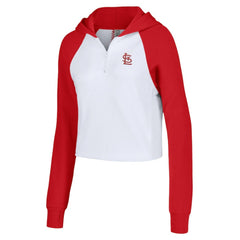 St. Louis Cardinals Lusso Women's Jane Raglan Quarter-Zip Tri-Blend Cropped Pullover Hoodie Sale