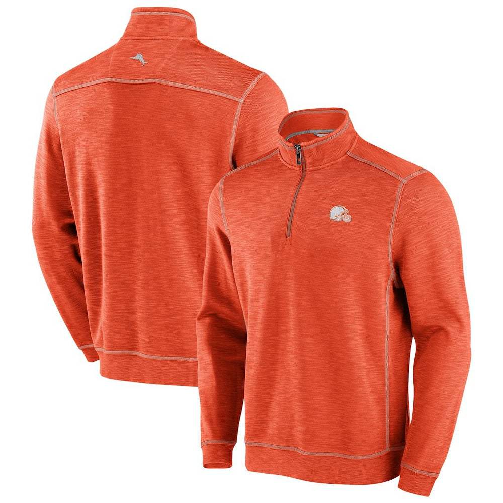 Cleveland Browns Tobago Bay Tri-Blend Half-Zip Sweatshirt Orange - Tommy Bahama