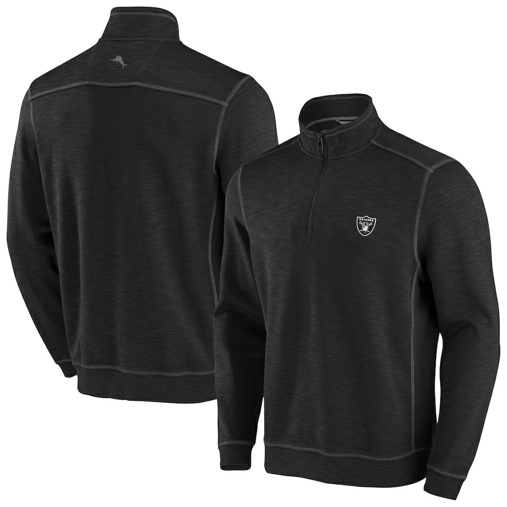 Las Vegas Raiders Tobago Bay Tri-Blend Half-Zip Sweatshirt Black - Tommy Bahama