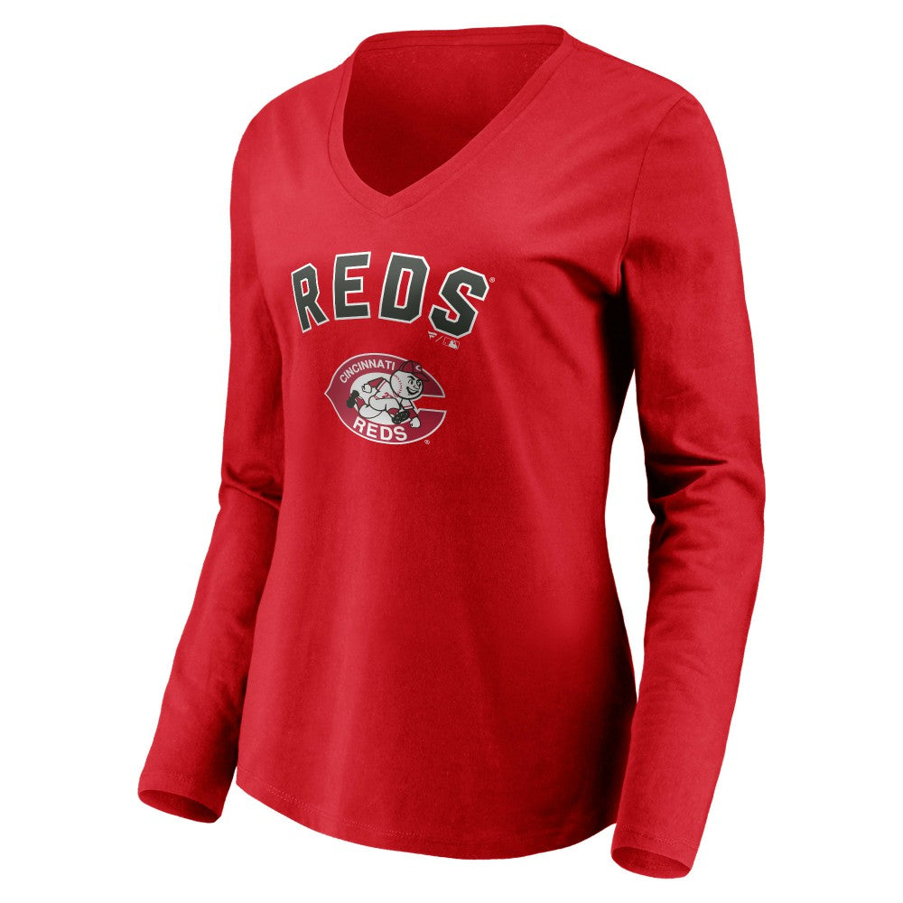 Cincinnati Reds Women's Cooperstown Collection Personalized Winning Streak Long Sleeve V-Neck T-Shirt Sale