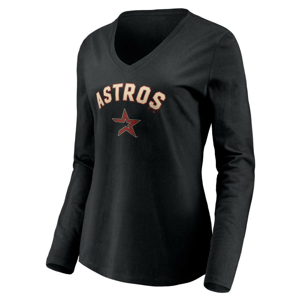 Houston Astros Women's Personalized Cooperstown Collection Alternate Winning Streak Long Sleeve V-Neck T-Shirt Clearance