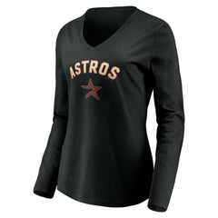 Houston Astros Women's Personalized Cooperstown Collection Alternate Winning Streak Long Sleeve V-Neck T-Shirt Clearance