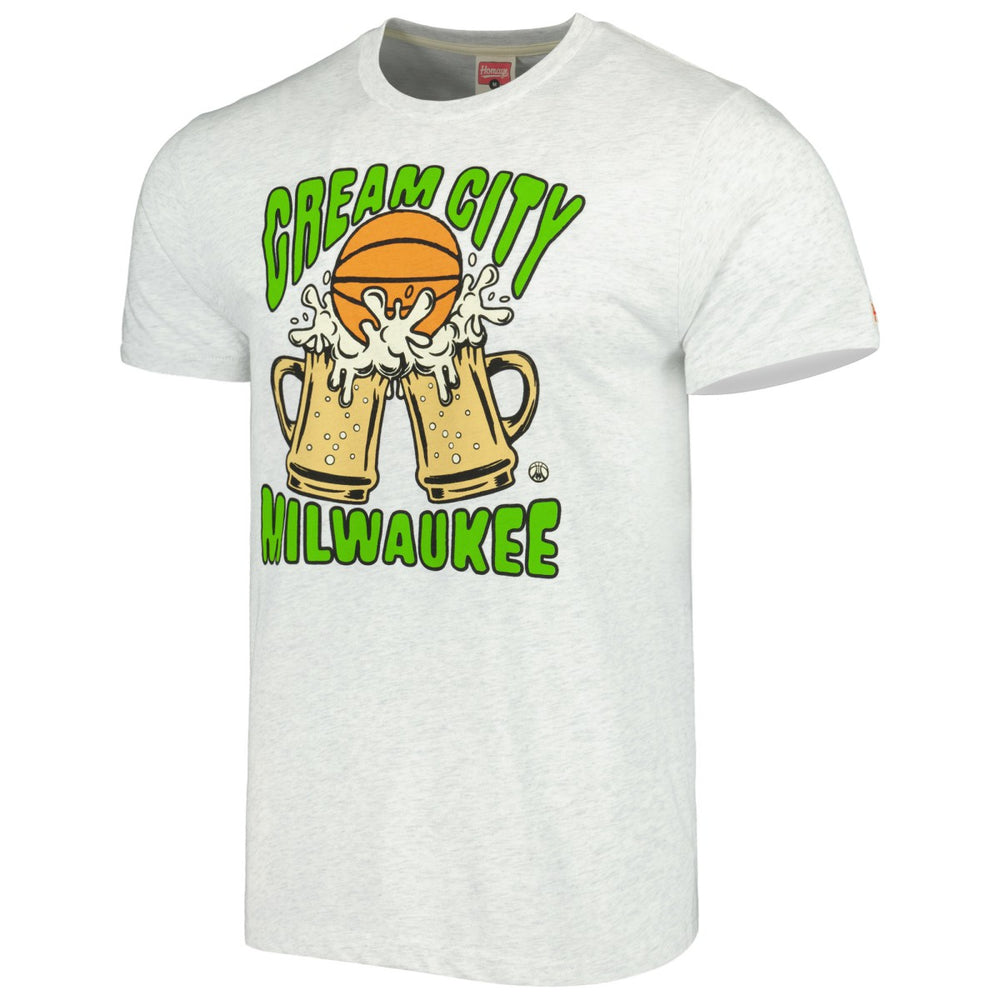 NBA - Milwaukee Bucks Homage Unisex Hometown Hyper Local Tri-Blend T-Shirt - Ash