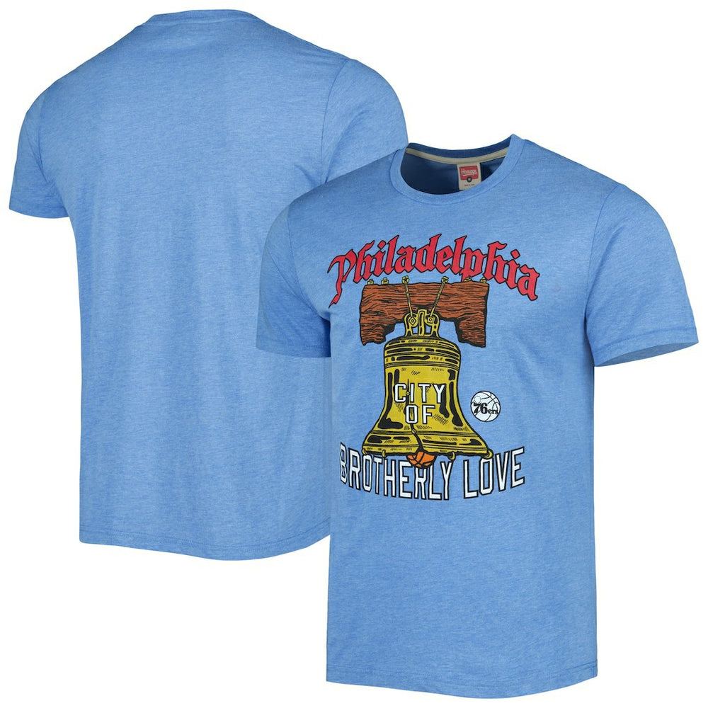 NBA - Philadelphia 76ers Homage Unisex Hometown Hyper Local Tri-Blend T-Shirt - Light Blue