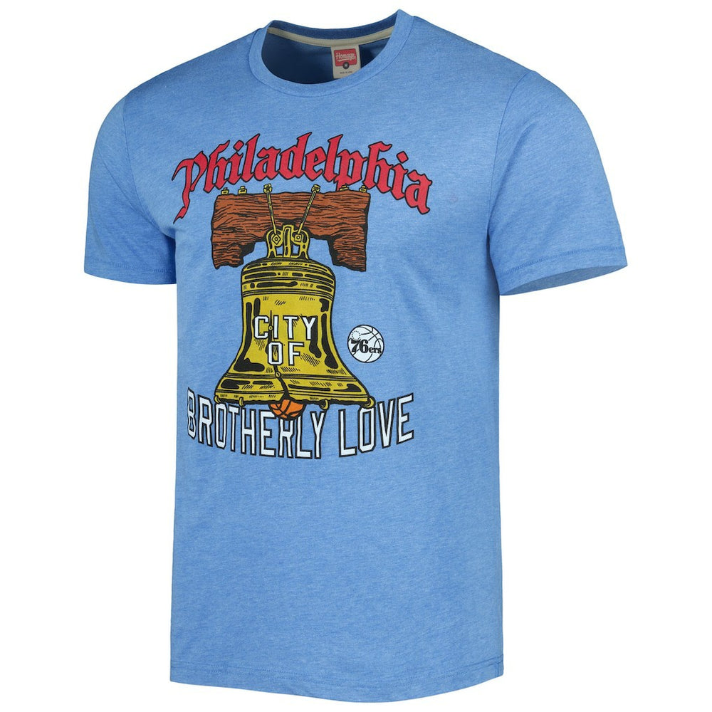 NBA - Philadelphia 76ers Homage Unisex Hometown Hyper Local Tri-Blend T-Shirt - Light Blue