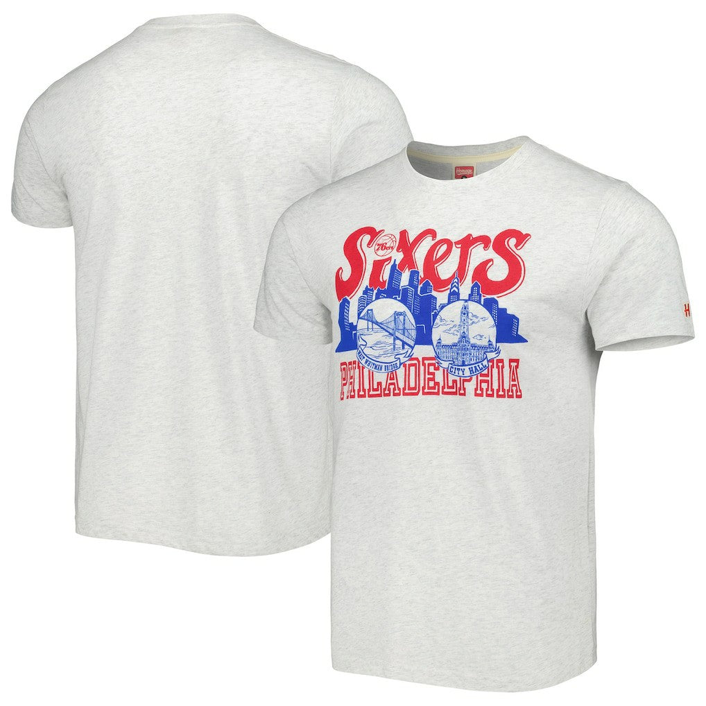 NBA - Philadelphia 76ers Homage Unisex Hometown Hyper Local Tri-Blend T-Shirt - Ash