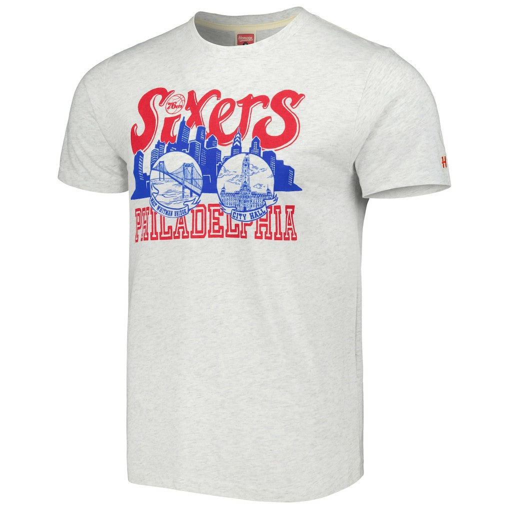 NBA - Philadelphia 76ers Homage Unisex Hometown Hyper Local Tri-Blend T-Shirt - Ash