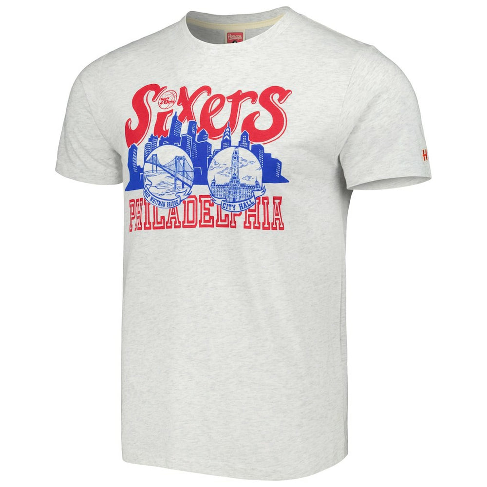 NBA - Philadelphia 76ers Homage Unisex Hometown Hyper Local Tri-Blend T-Shirt - Ash