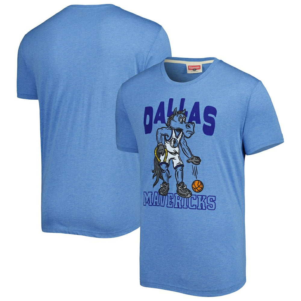 NBA - Dallas Mavericks Homage Unisex Team Mascot Tri-Blend T-Shirt - Light Blue