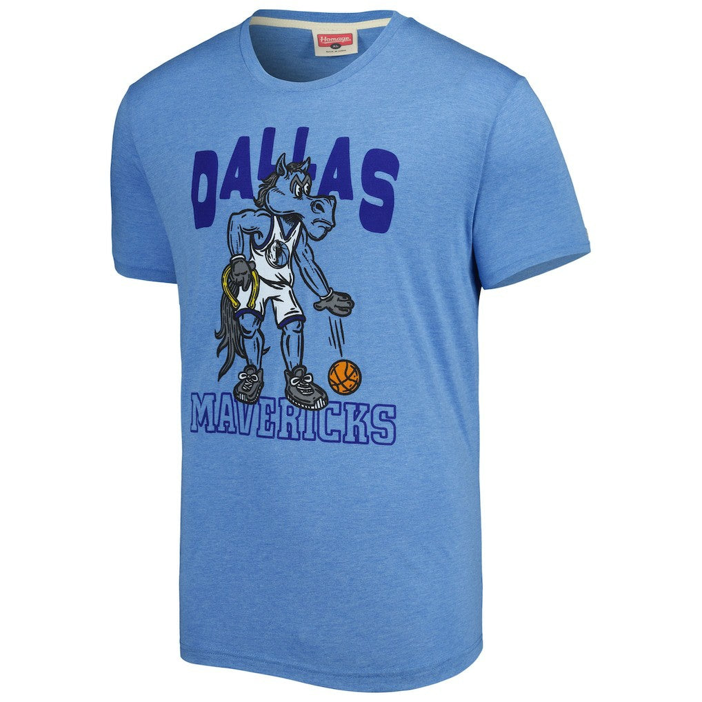 NBA - Dallas Mavericks Homage Unisex Team Mascot Tri-Blend T-Shirt - Light Blue