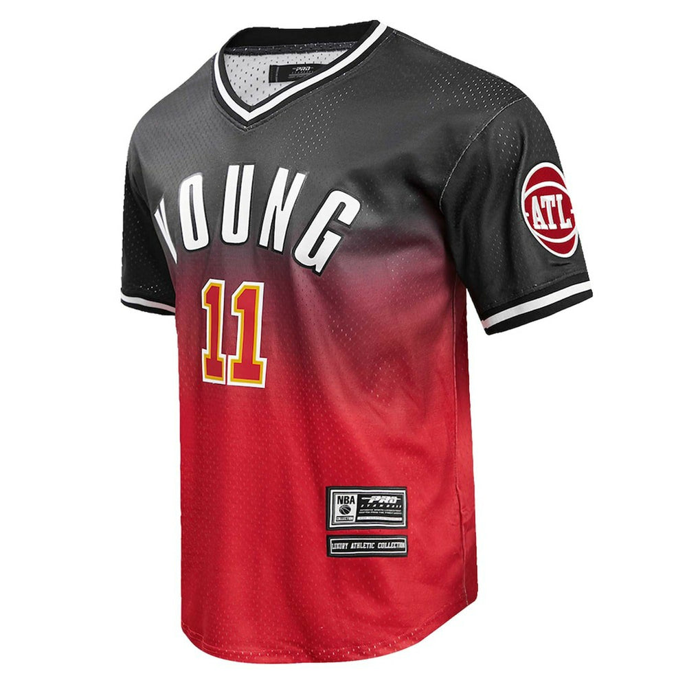 NBA - Trae Young Atlanta Hawks Post Ombre Name & Number T-Shirt - Black/Red