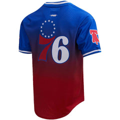 NBA - Joel Embiid Philadelphia 76ers Post Ombre Name & Number T-Shirt - Royal/Red