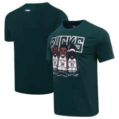 NBA - Giannis Antetokounmpo, Jrue Holiday, Khris Middleton Milwaukee Bucks Pro Standard Multi Lineup T-Shirt - Hunter Green