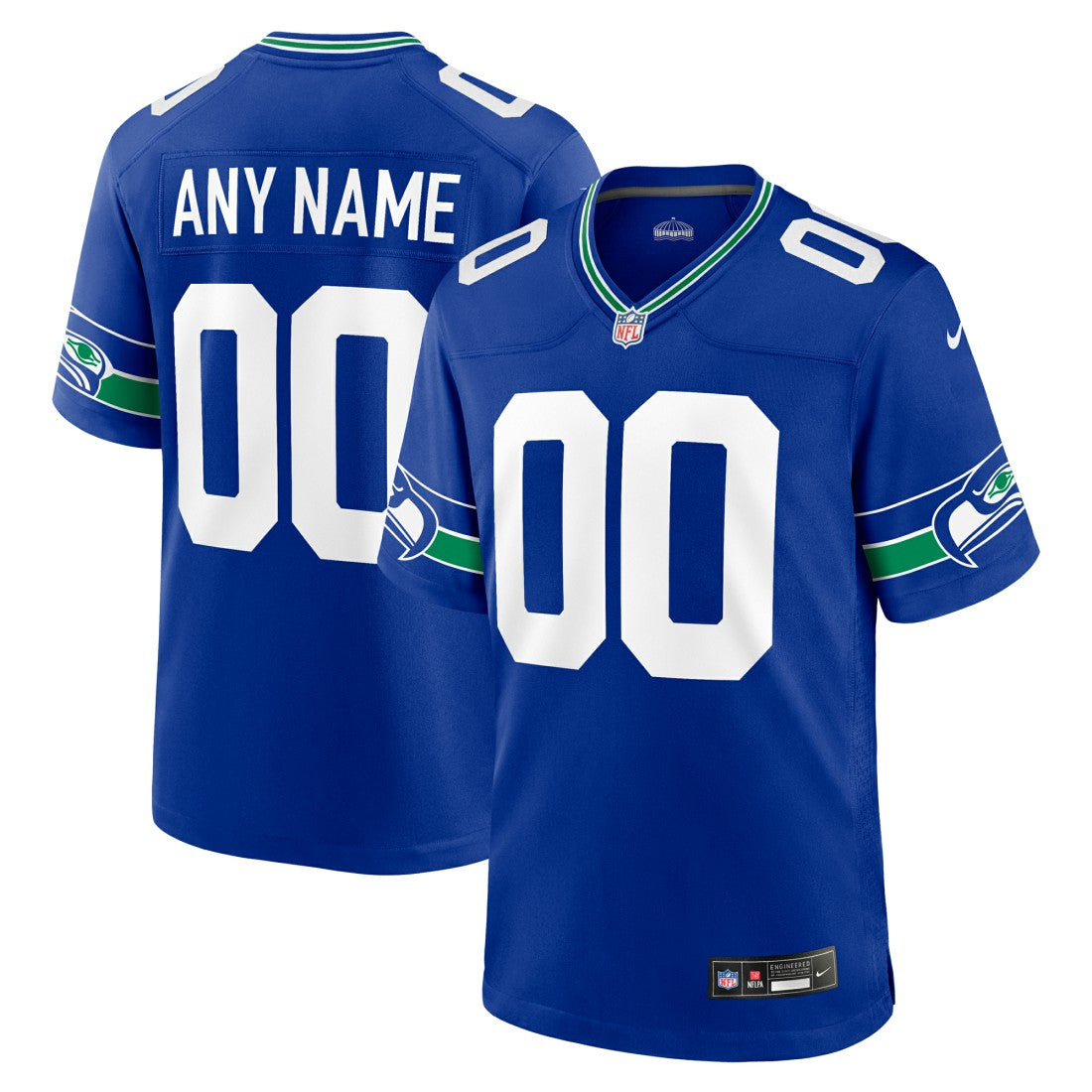 Seattle Seahawks Throwback Custom Jersey - Royal | NFL Jerseys